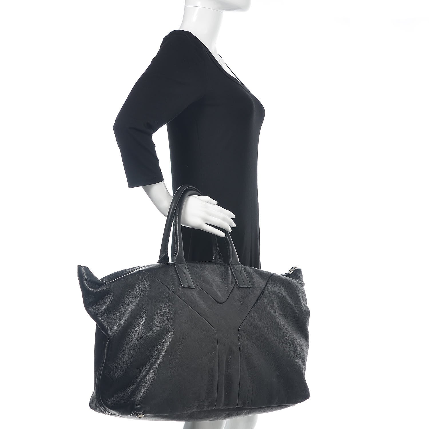 Saint Laurent Calfskin Sac Hamptons Weekender Bag Black 2 of 12