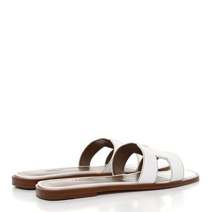 Hermes Box Calfskin Oran Sandals 38 White 4 of 9