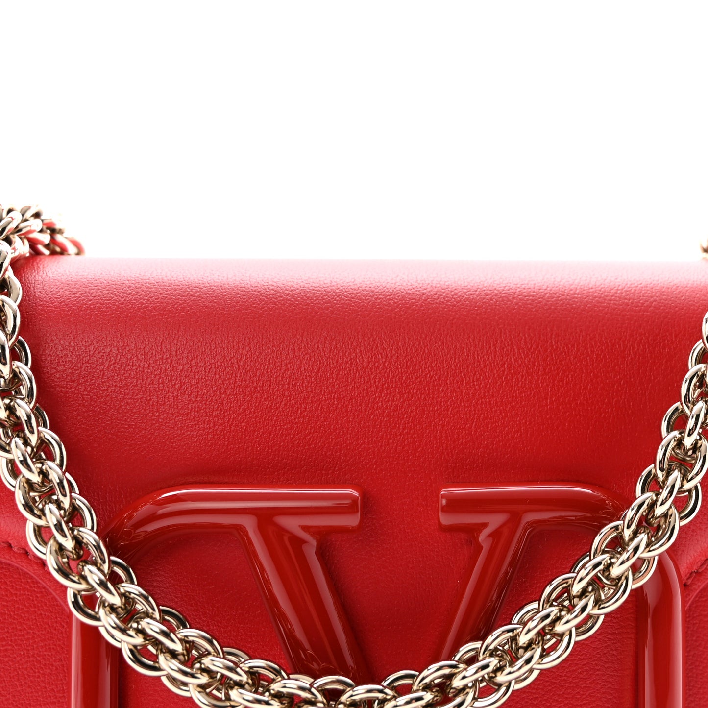 Calfskin Enamel Vlogo Small Loco Shoulder Bag Rouge Pur