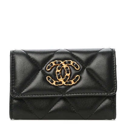 Chanel Lambskin Quilted Chanel 19 Flap Card Holder Black 1 of 9