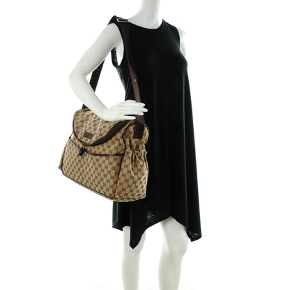 Gucci Monogram Natural Pigskin Large Diaper Bag Beige Ebony Cocoa Dark Chocolate 2 of 7