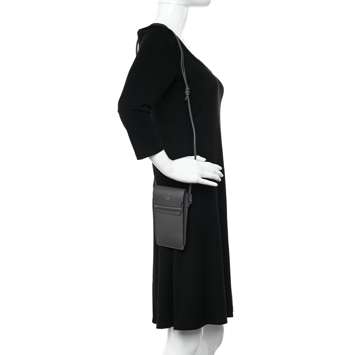 Celine Grained Calfskin Phone Pouch With Flap Grey 2 of 10