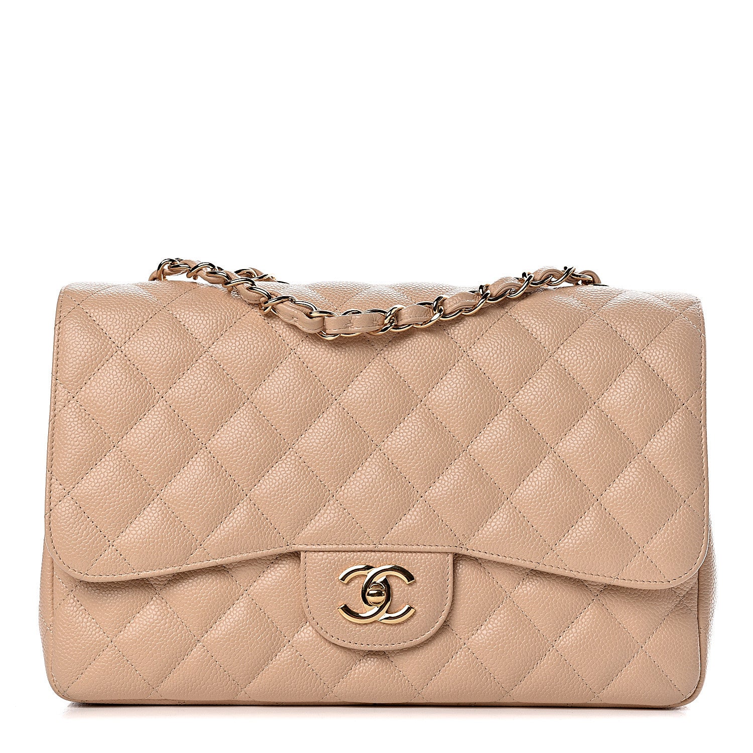 Chanel Caviar Quilted Jumbo Single Flap Beige Clair 1 of 12