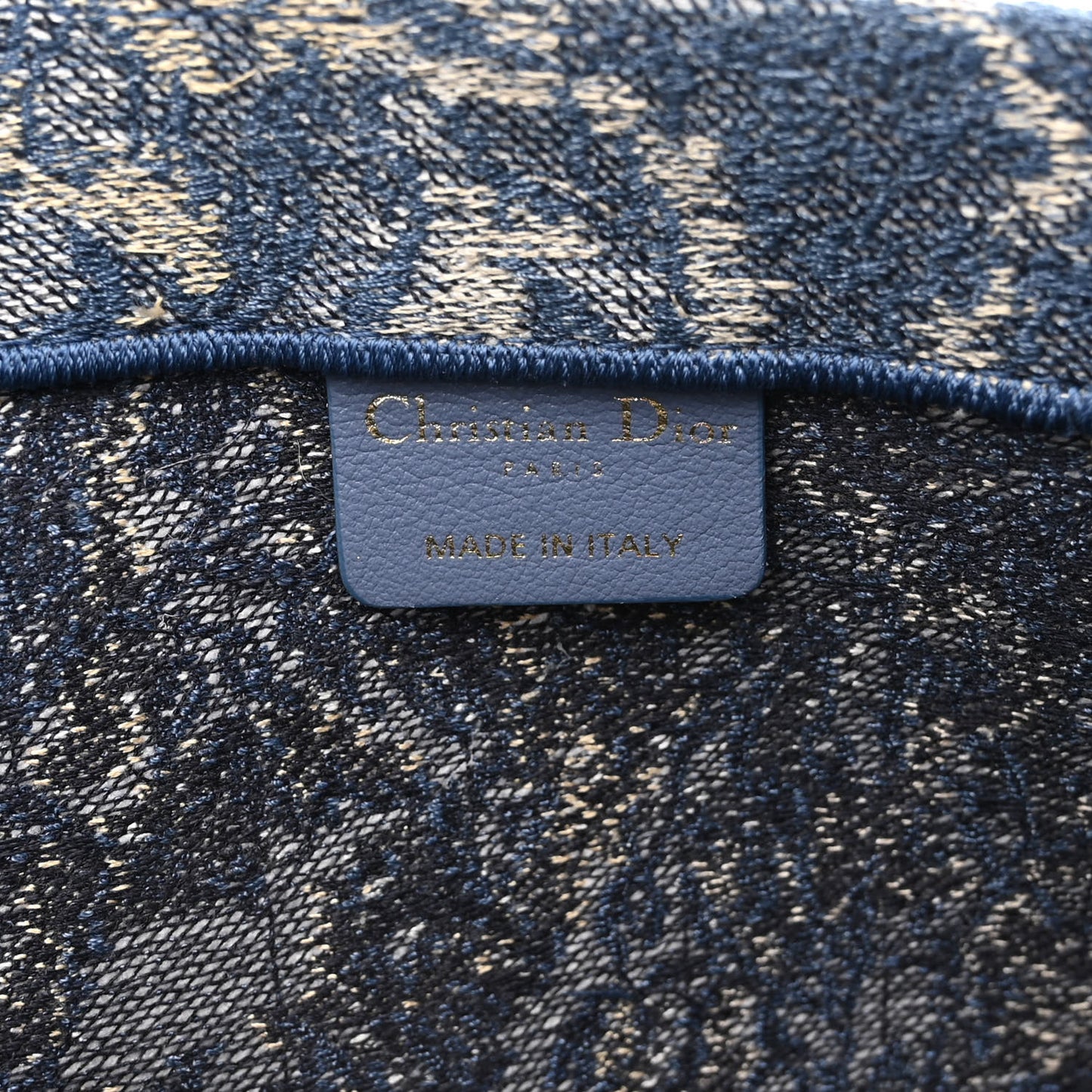 Canvas Embroidered Large Brocart Book Tote Blue