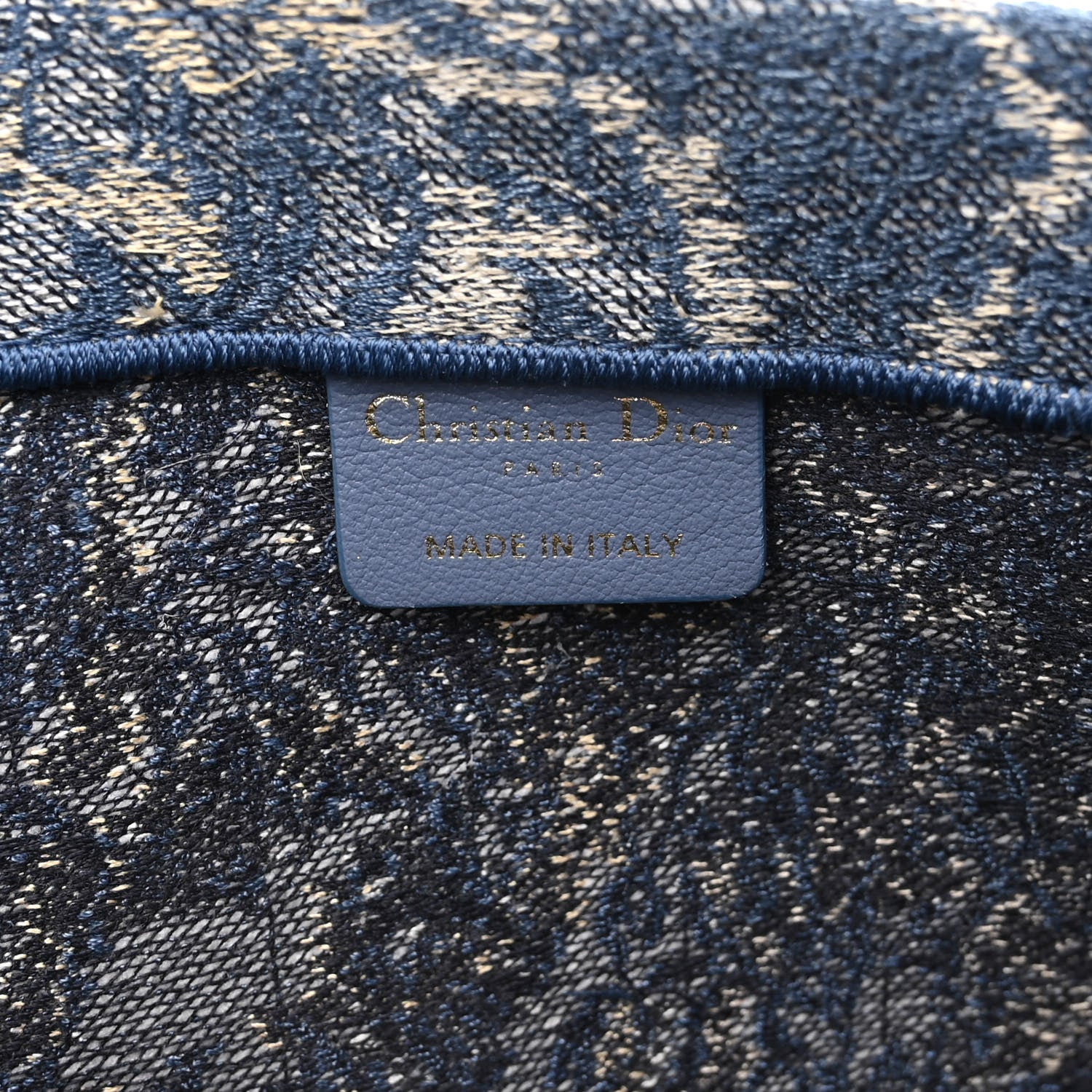 Christian Dior Canvas Embroidered Large Brocart Book Tote Blue 5 of 9