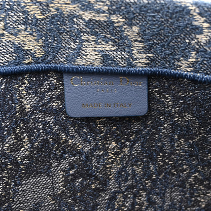 Christian Dior Canvas Embroidered Large Brocart Book Tote Blue 5 of 9