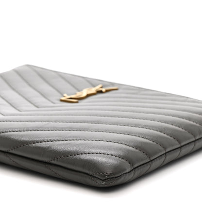 Saint Laurent Calfskin Matelasse Chevron Monogram A5 Wristlet Earth 10 of 10