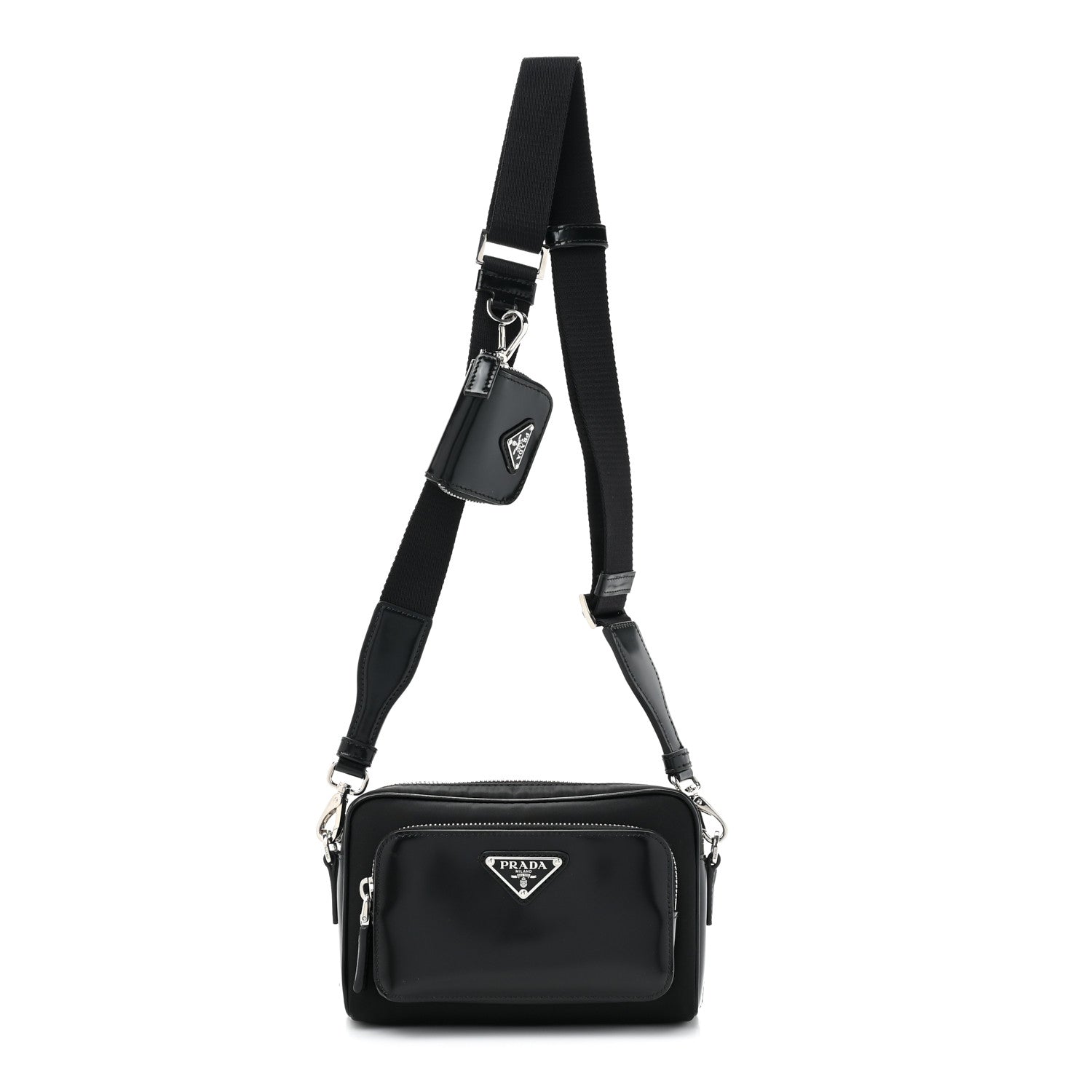 Prada Re-Nylon Tessuto Brushed Calfskin Crossbody Black 1 of 9