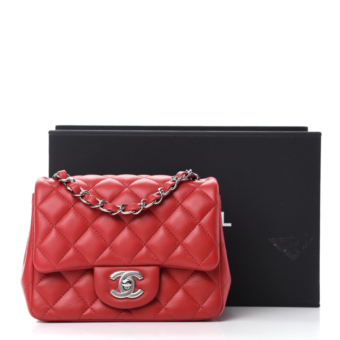 Lambskin Quilted Mini Square Flap Red