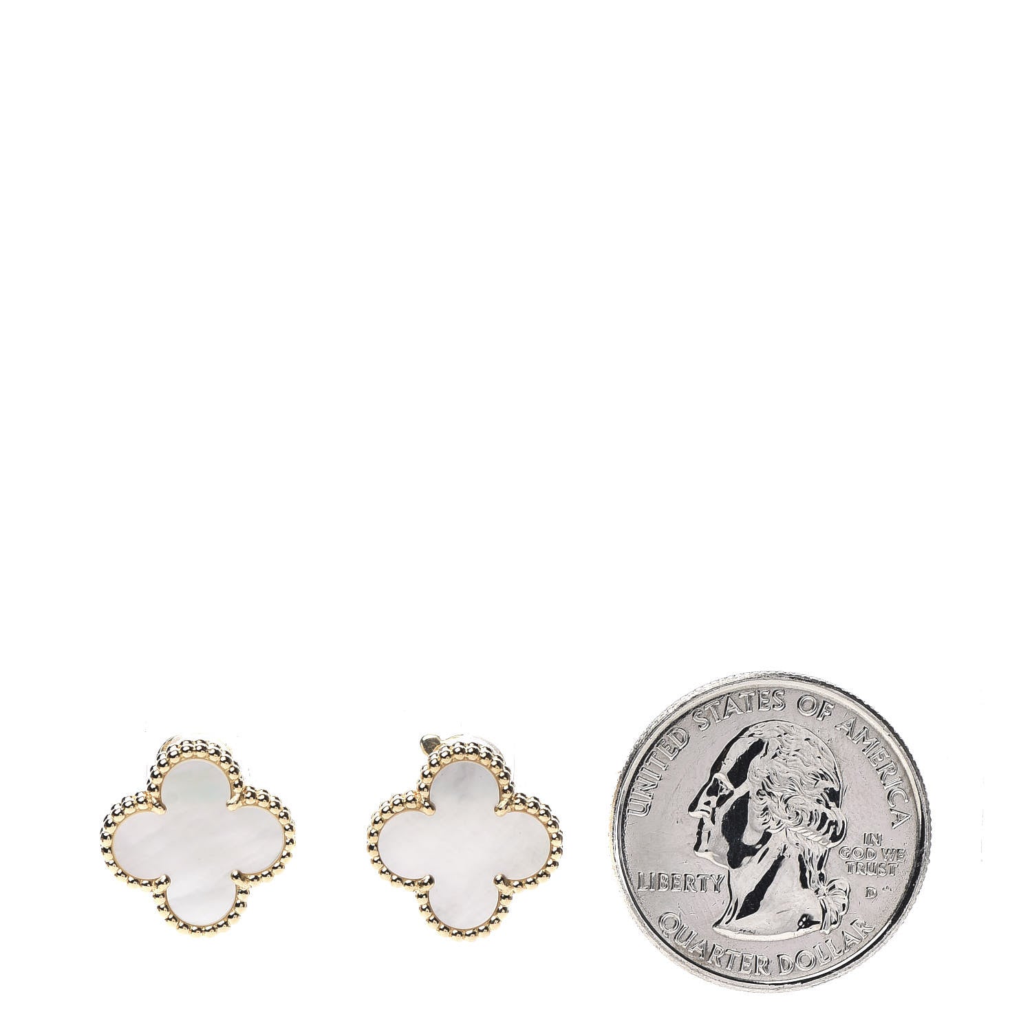 Van Cleef & Arpels 18K Yellow Gold Mother of Pearl Vintage Alhambra Earrings 2 of 5
