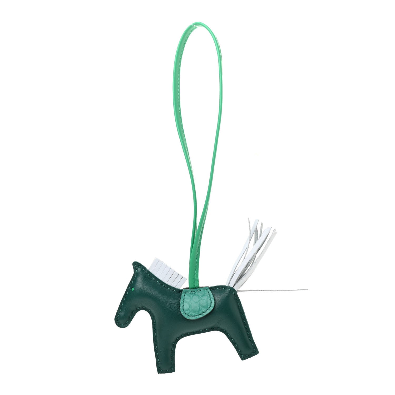 Hermes Milo Lambskin Matte Alligator Touch Grigri Rodeo Horse Bag Charm PM Malachite Menthe Bleu Brume Very Jade 1 of 3