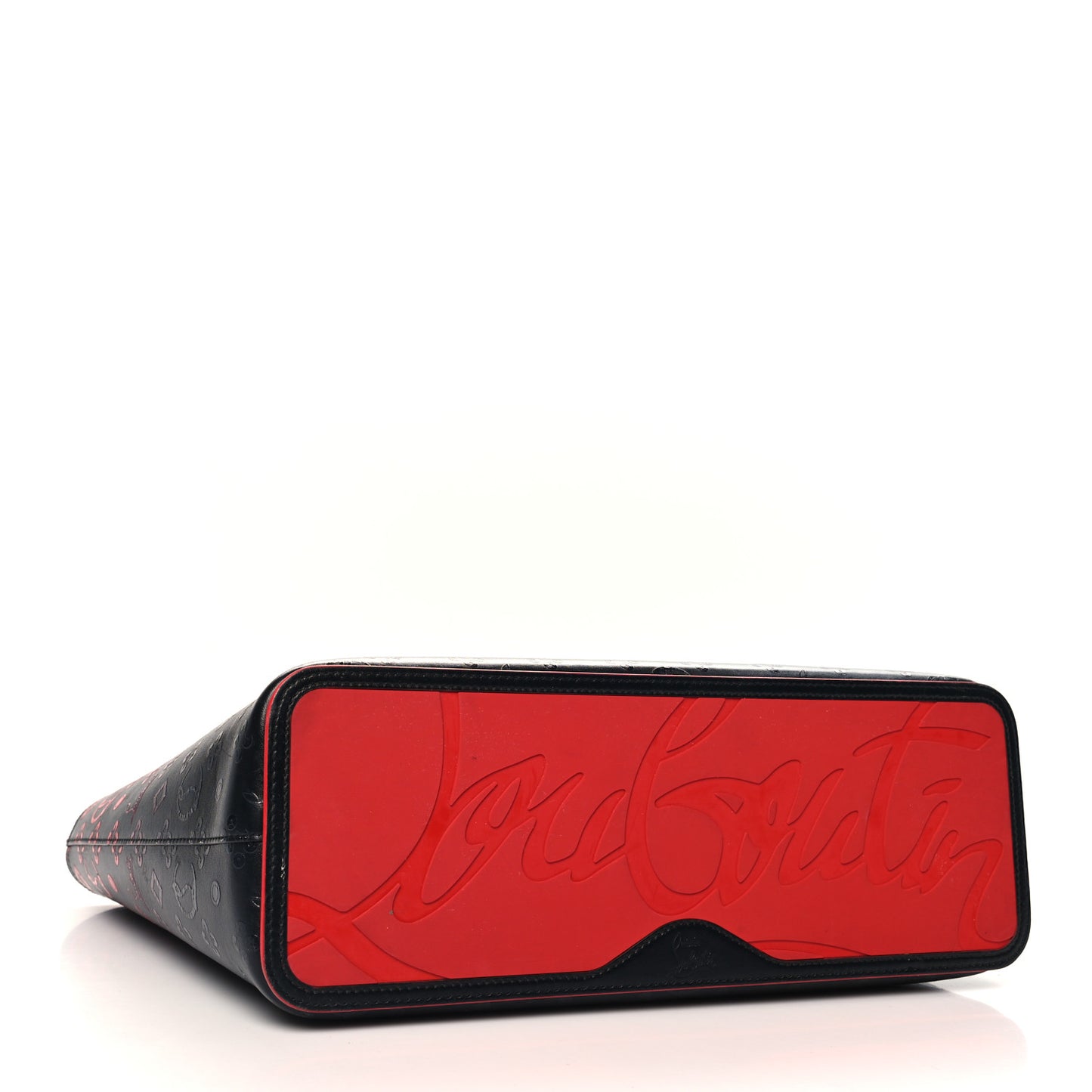 Perforated Calfskin Degrade Loubinthesky East West Cabata Tote Black Red