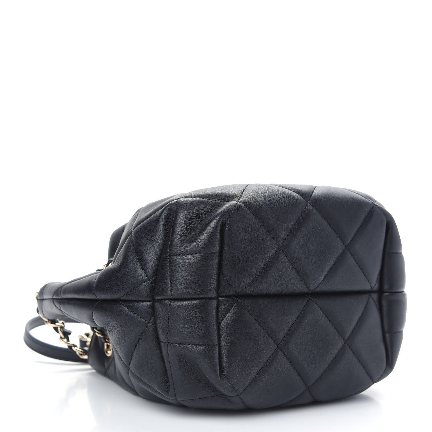 Chanel Lambskin Quilted CC Dweller Drawstring Bucket Bag Black 4 of 9