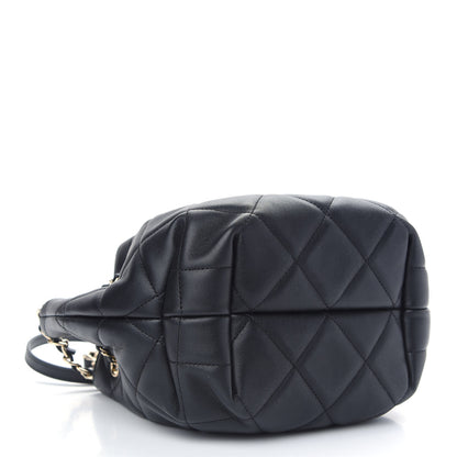 Chanel Lambskin Quilted CC Dweller Drawstring Bucket Bag Black 4 of 9