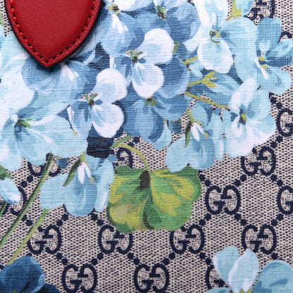 Gucci GG Supreme Monogram Blooms Medium Zippered Bucket Tote Beige Blue Navy Hibiscus Red 11 of 11