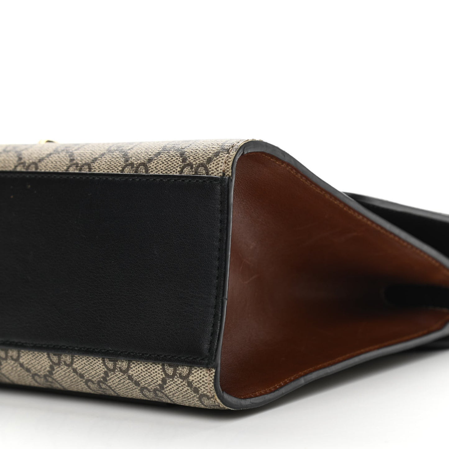 GG Supreme Monogram Calfskin Medium Padlock Shoulder Bag Beige Black Cuir