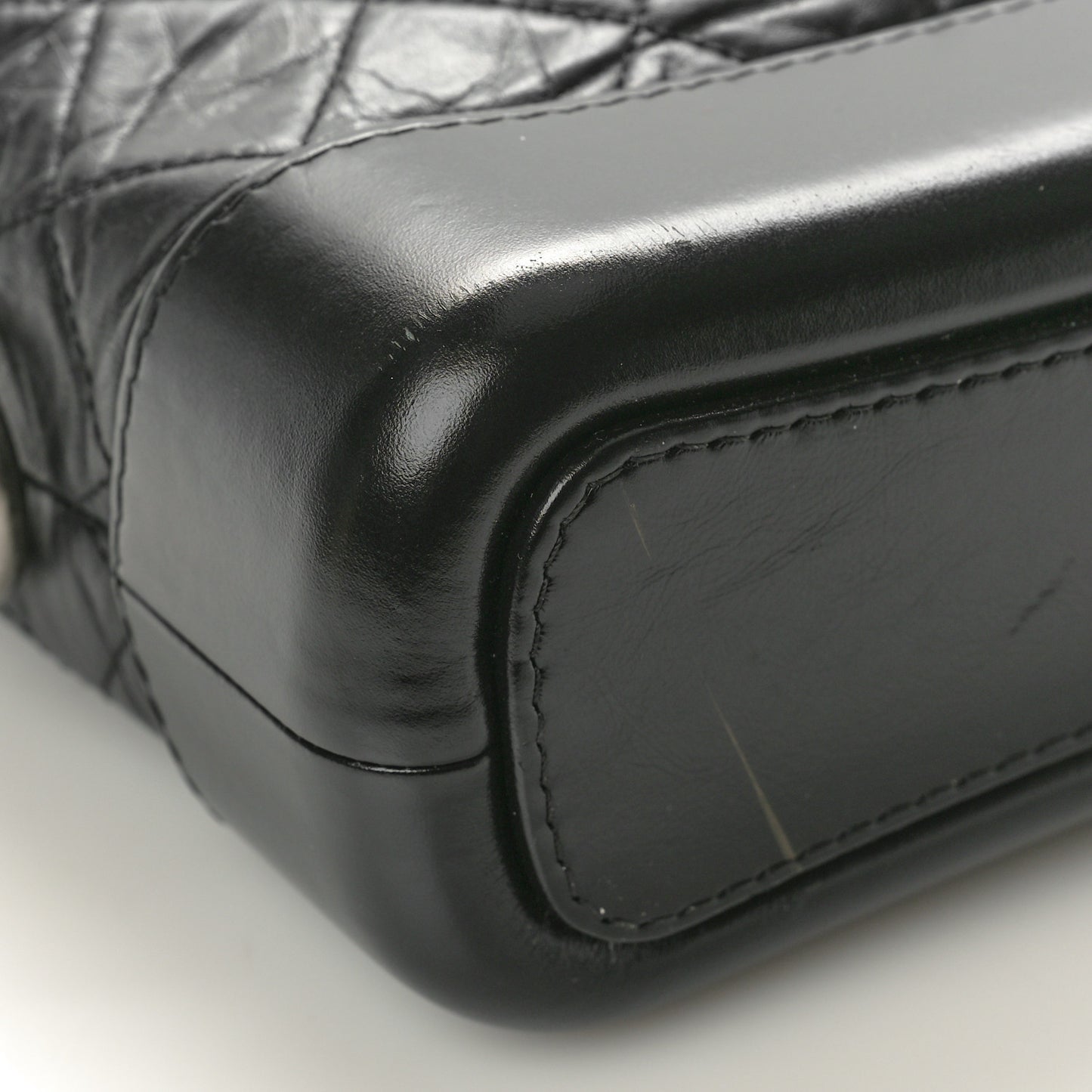 Aged Calfskin Quilted Small Gabrielle Hobo Black