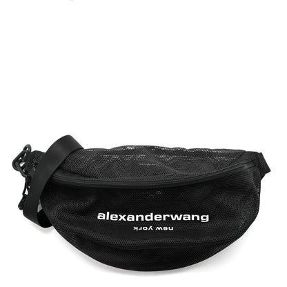 Alexander Wang Nylon Mesh Logo Printed Attica Gym Shoulder Bag Black 1 of 11