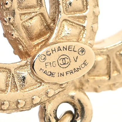 Chanel Crystal Pearl CC Drop Earrings Gold 3 of 3