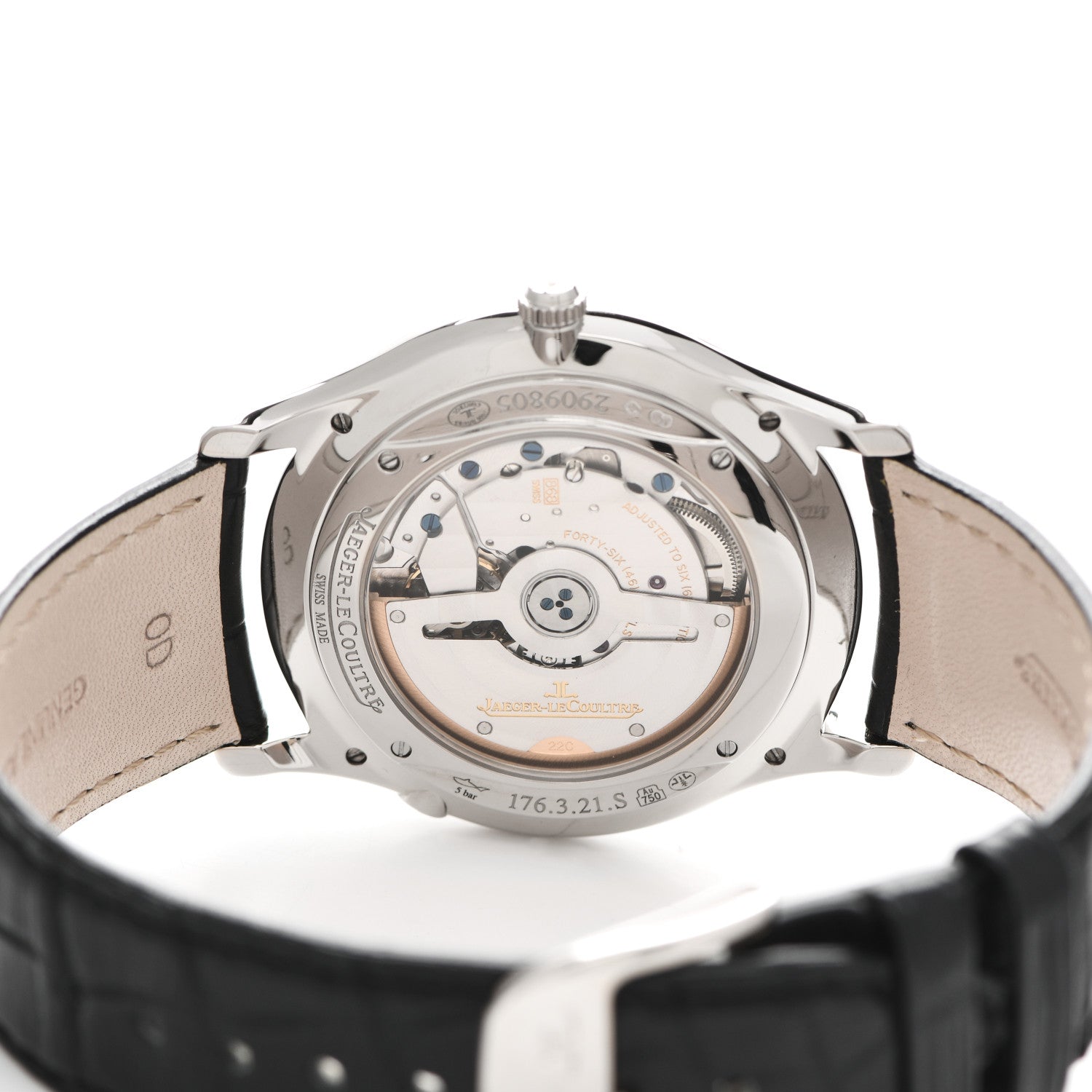 Jaeger-LeCoultre 18K White Gold Alligator 39mm Master Ultra Thin Perpetual Automatic Watch Q1303520 4 of 5