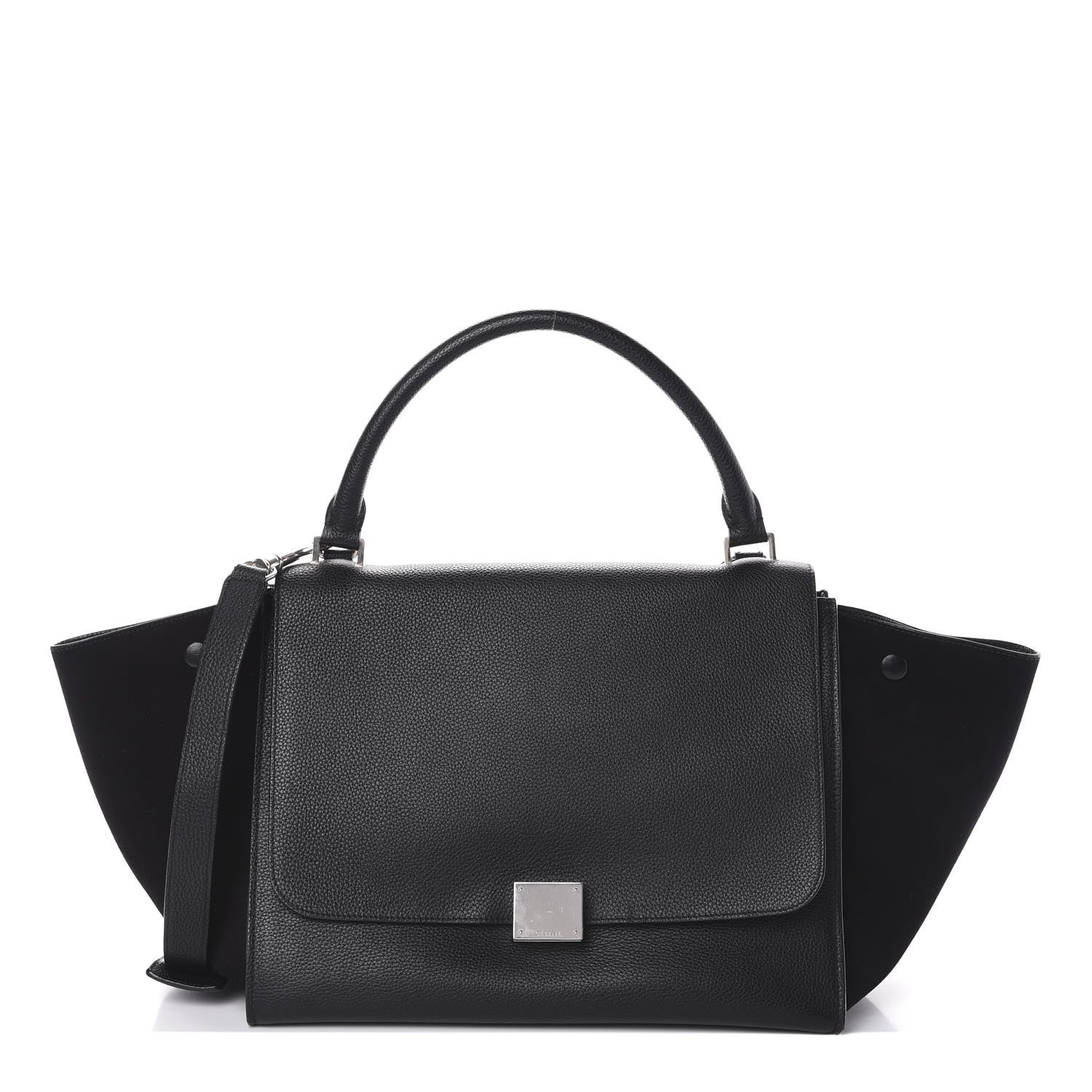 Celine Drummed Calfskin Suede Medium Trapeze Black 1 of 10
