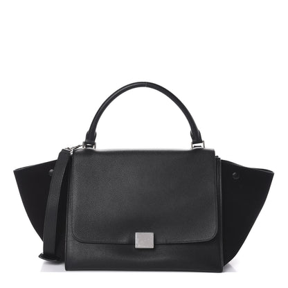 Celine Drummed Calfskin Suede Medium Trapeze Black 1 of 10