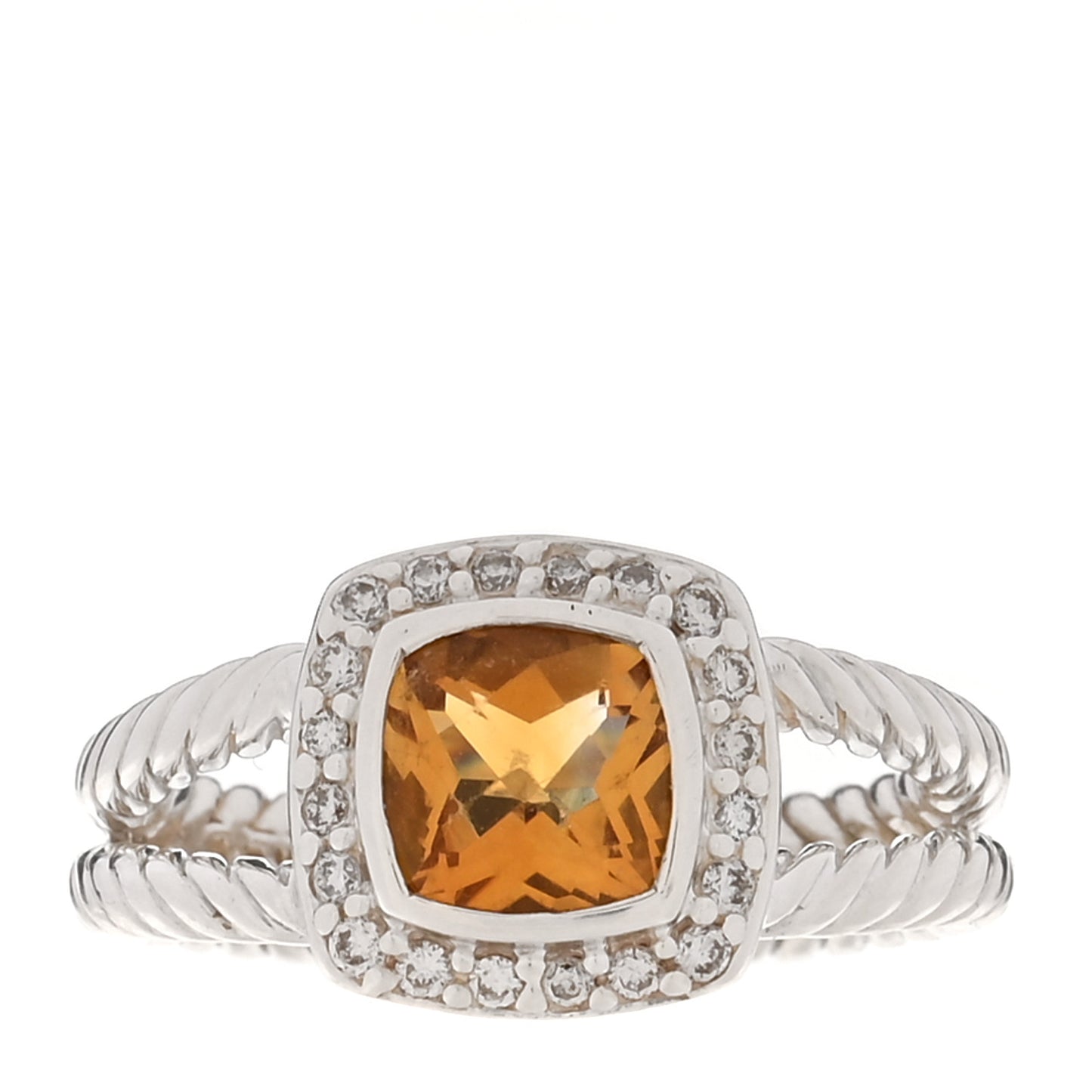 Sterling Silver Diamond Citrine 7mm Petite Albion Ring 53 6.5