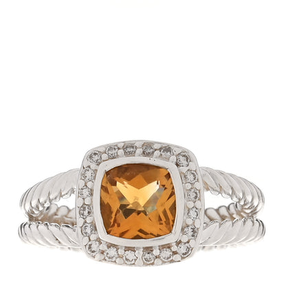 David Yurman Sterling Silver Diamond Citrine 7mm Petite Albion Ring 53 6.5 1 of 4