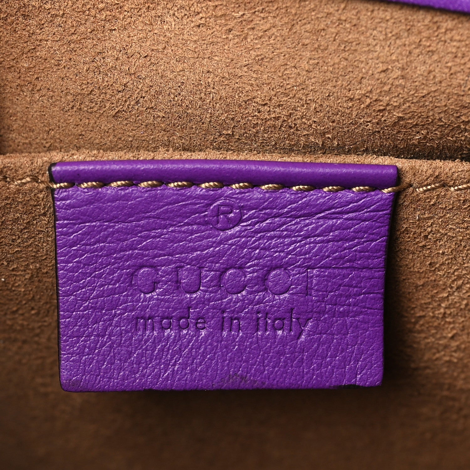 Gucci Calfskin Embroidered Tiger Strawberry Small Padlock Shoulder Bag Purple 6 of 9