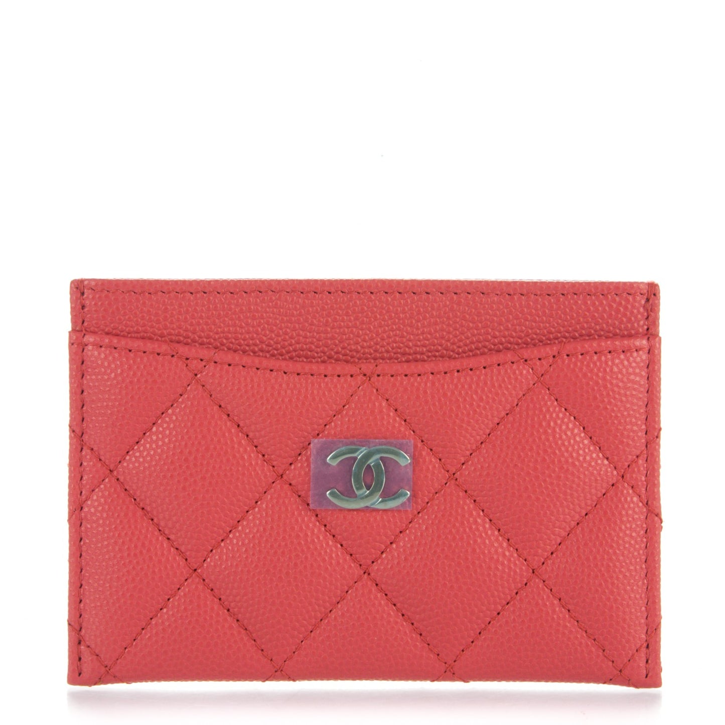 Caviar Quilted Card Holder Dark Pink