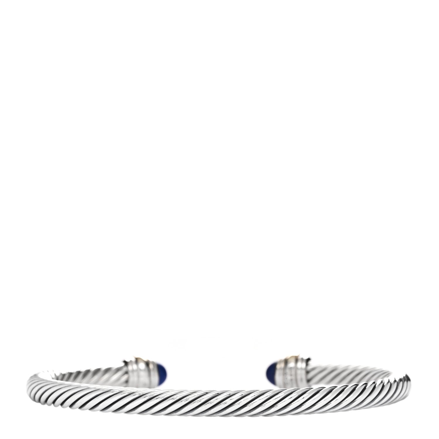 David Yurman Sterling Silver 14K Yellow Gold Lapis Lazuli 5mm Cable Classics Bracelet 2 of 3
