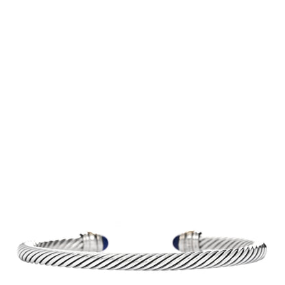 David Yurman Sterling Silver 14K Yellow Gold Lapis Lazuli 5mm Cable Classics Bracelet 2 of 3