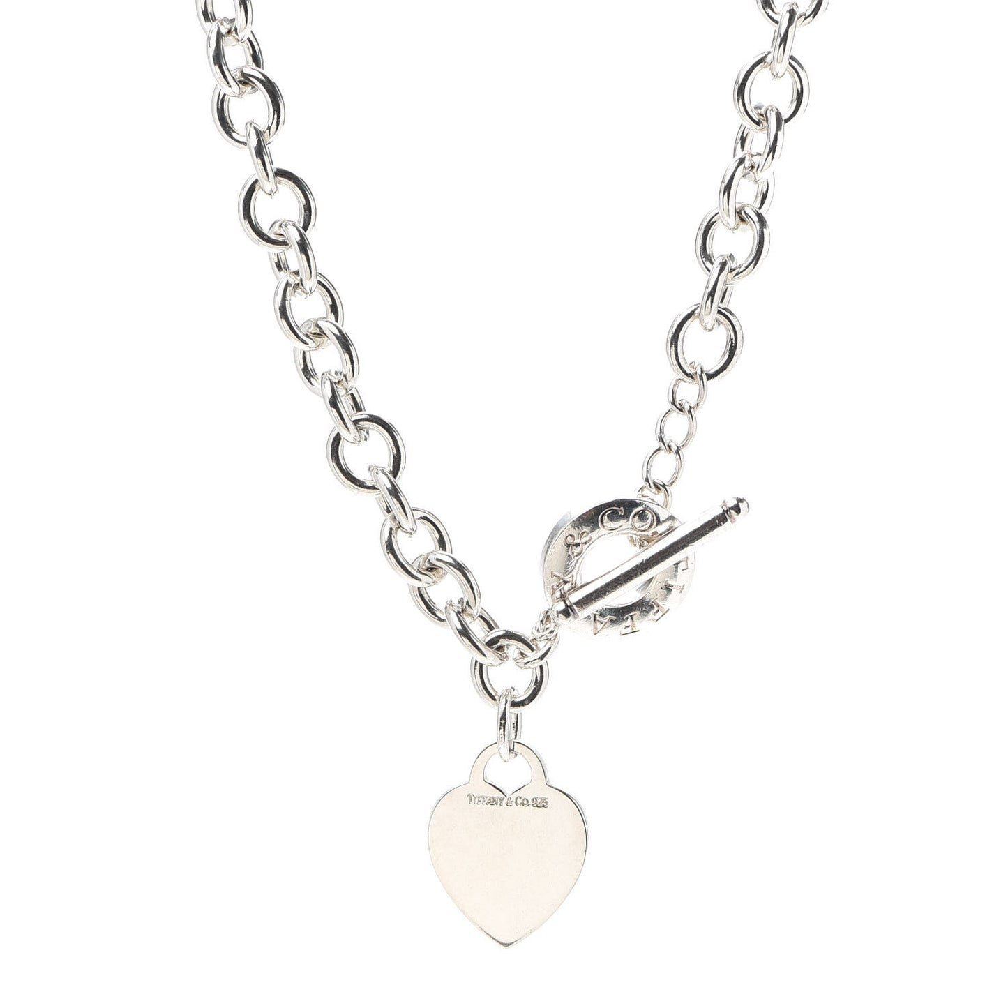 Sterling Silver Heart Tag Toggle Necklace