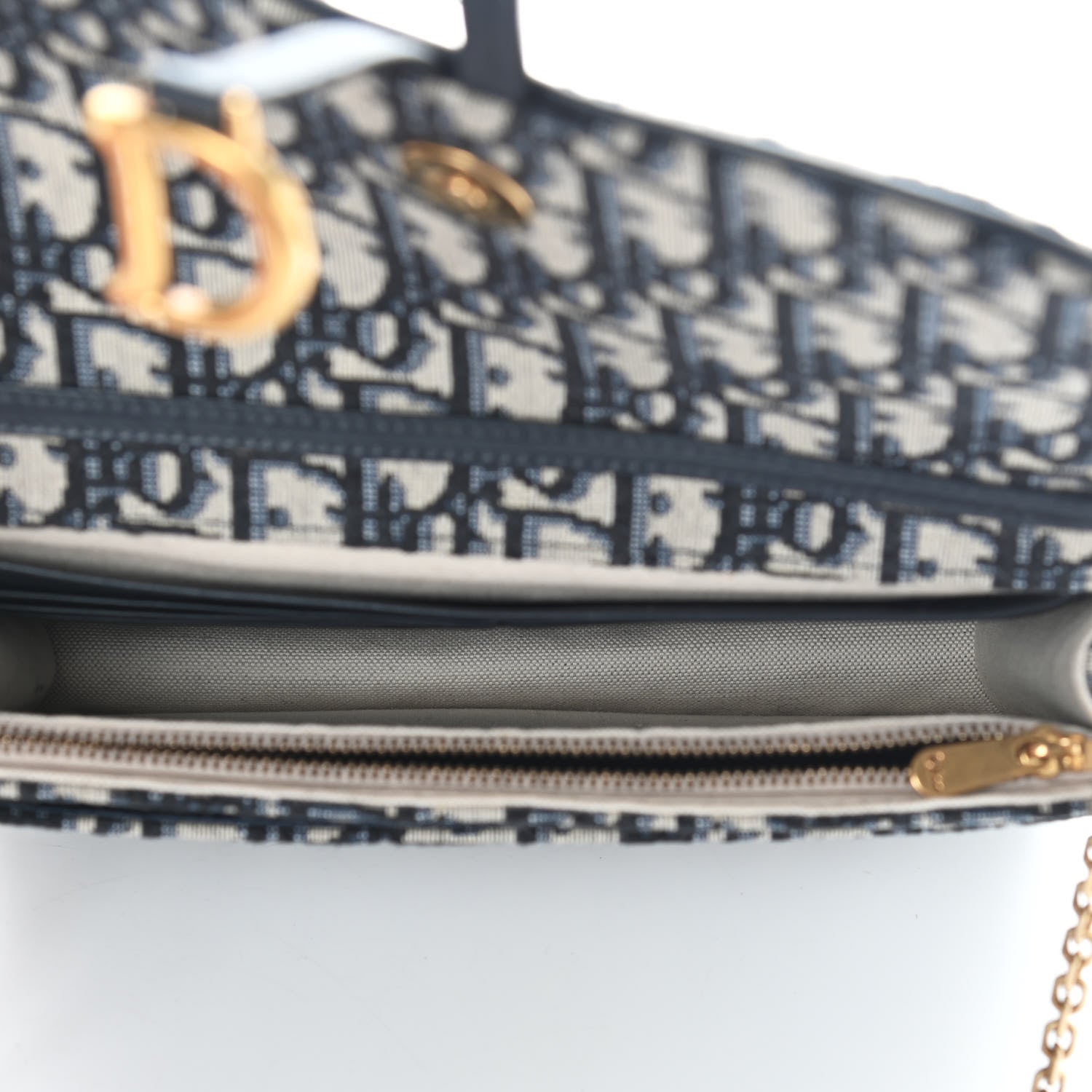 Christian Dior Oblique Saddle Chain Pouch Blue 5 of 9