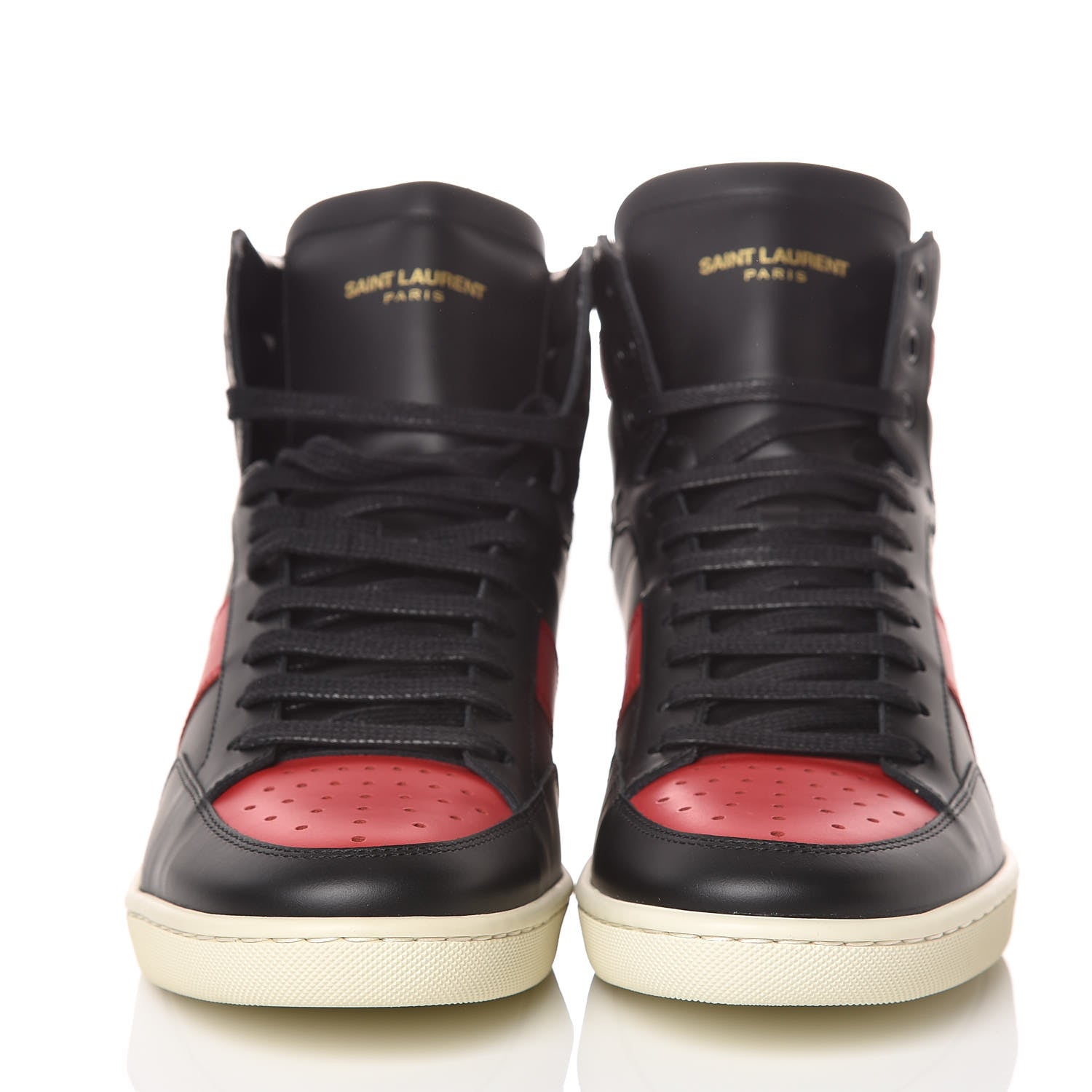 Saint Laurent Calfskin Court Classic SL/10H High Top Sneakers 39.5 Black Red 2 of 12