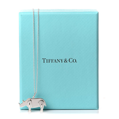 Tiffany Sterling Silver 18K Rose Gold Save the Wild Rhino Pendant Necklace 9 of 9
