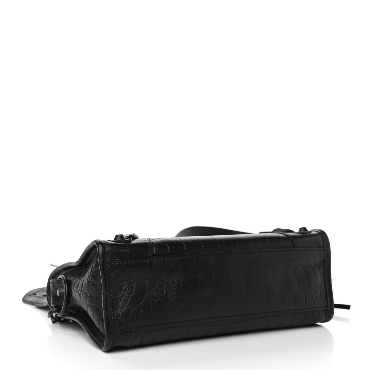 Matte Supple Lambskin Crocodile Embossed Classic Black Hardware Mini City Black