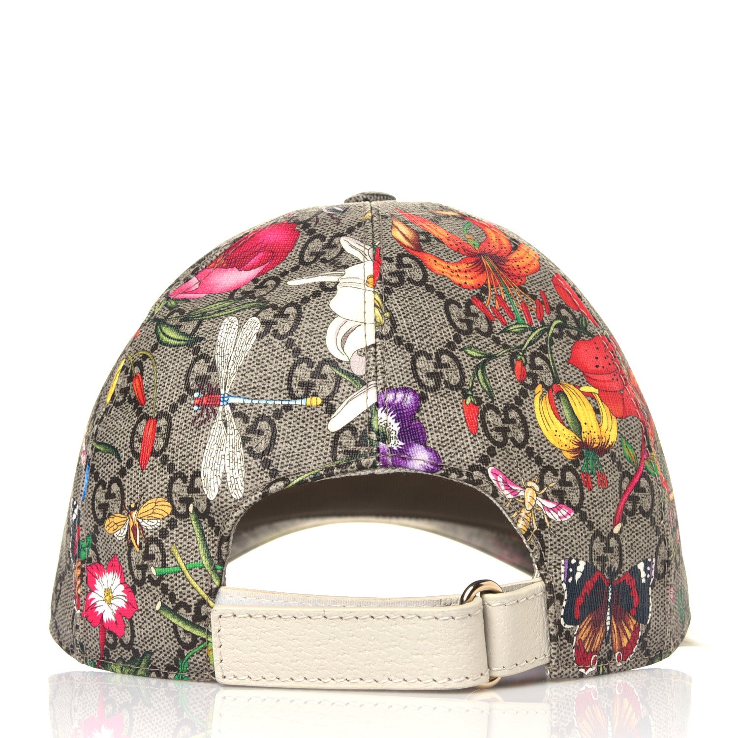 Gucci GG Supreme Flora Claudia Baseball Hat 58 L White 3 of 5