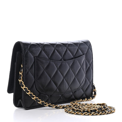 Chanel Aged Calfskin Quilted Lucky Charms Casino 2.55 Reissue Wallet On Chain WOC Black 2 of 9