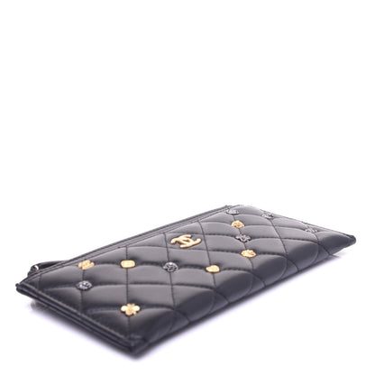 Chanel Lambskin Quilted Lucky Charms Classic Zip Pouch Black 4 of 11