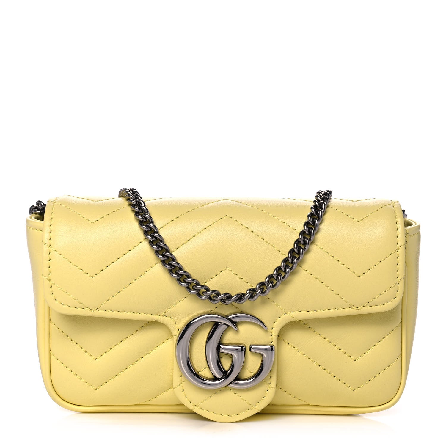 Gucci Calfskin Matelasse Super Mini GG Marmont Shoulder Bag Banana 1 of 11