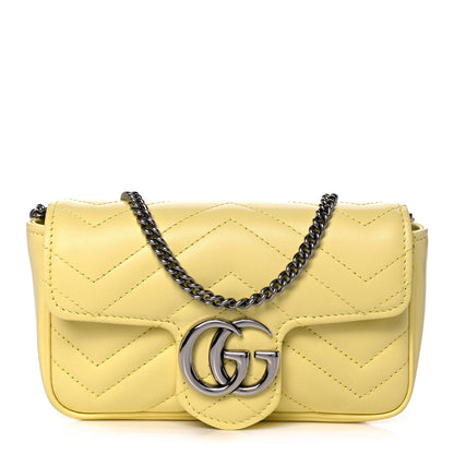 Gucci Calfskin Matelasse Super Mini GG Marmont Shoulder Bag Banana 1 of 11