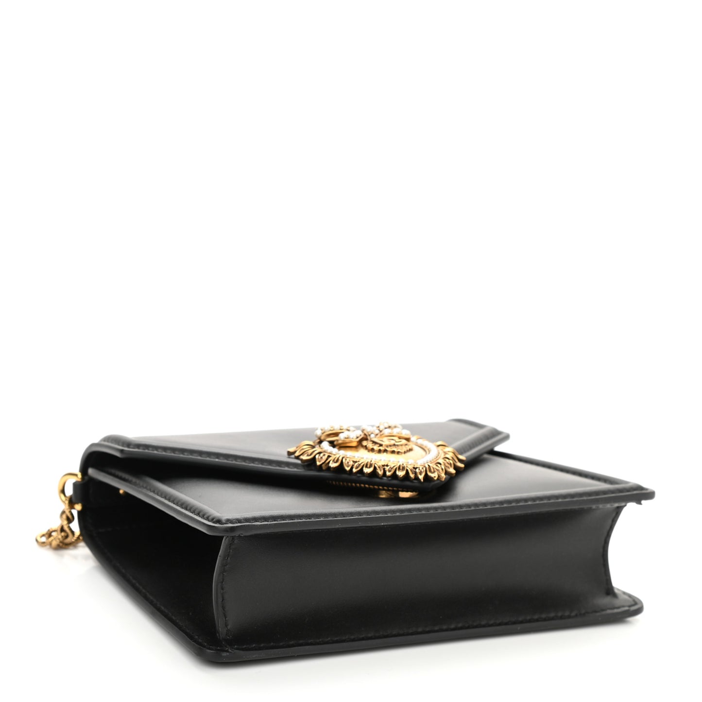 Smooth Calfskin Small Devotion Envelope Top Handle Bag Black