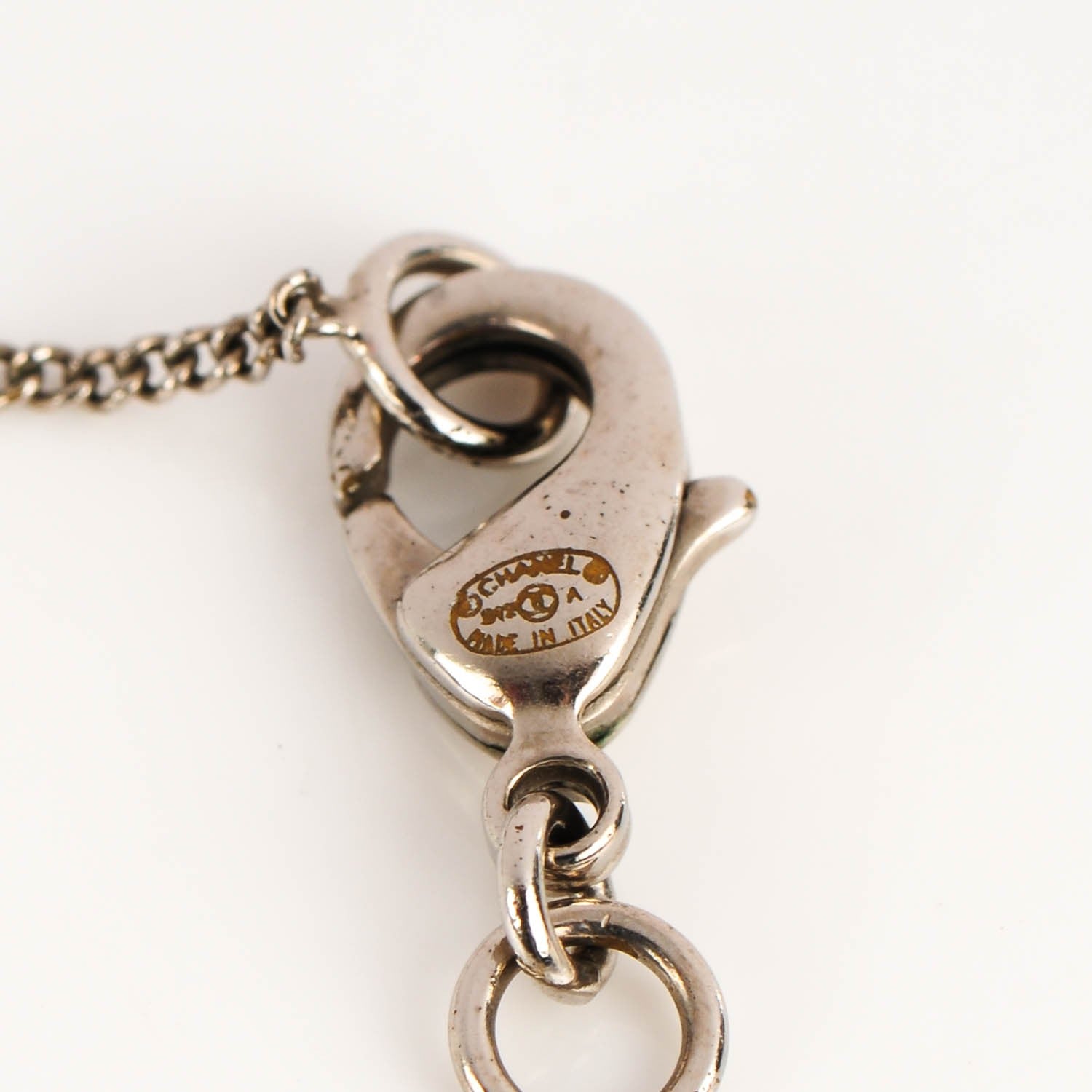 Chanel Baguette Crystal CC Necklace Silver 4 of 4