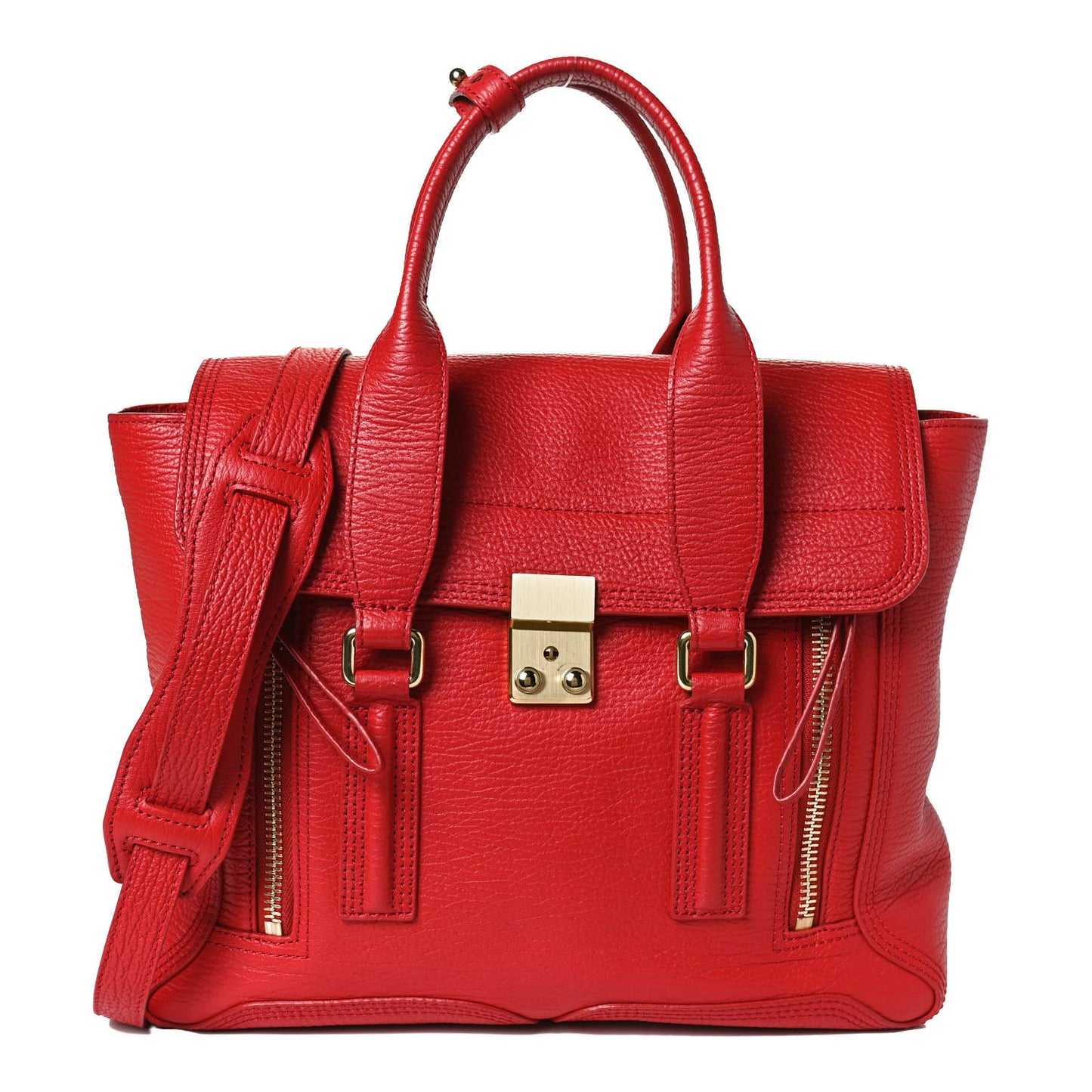 Textured Calfskin Medium Pashli Satchel Red