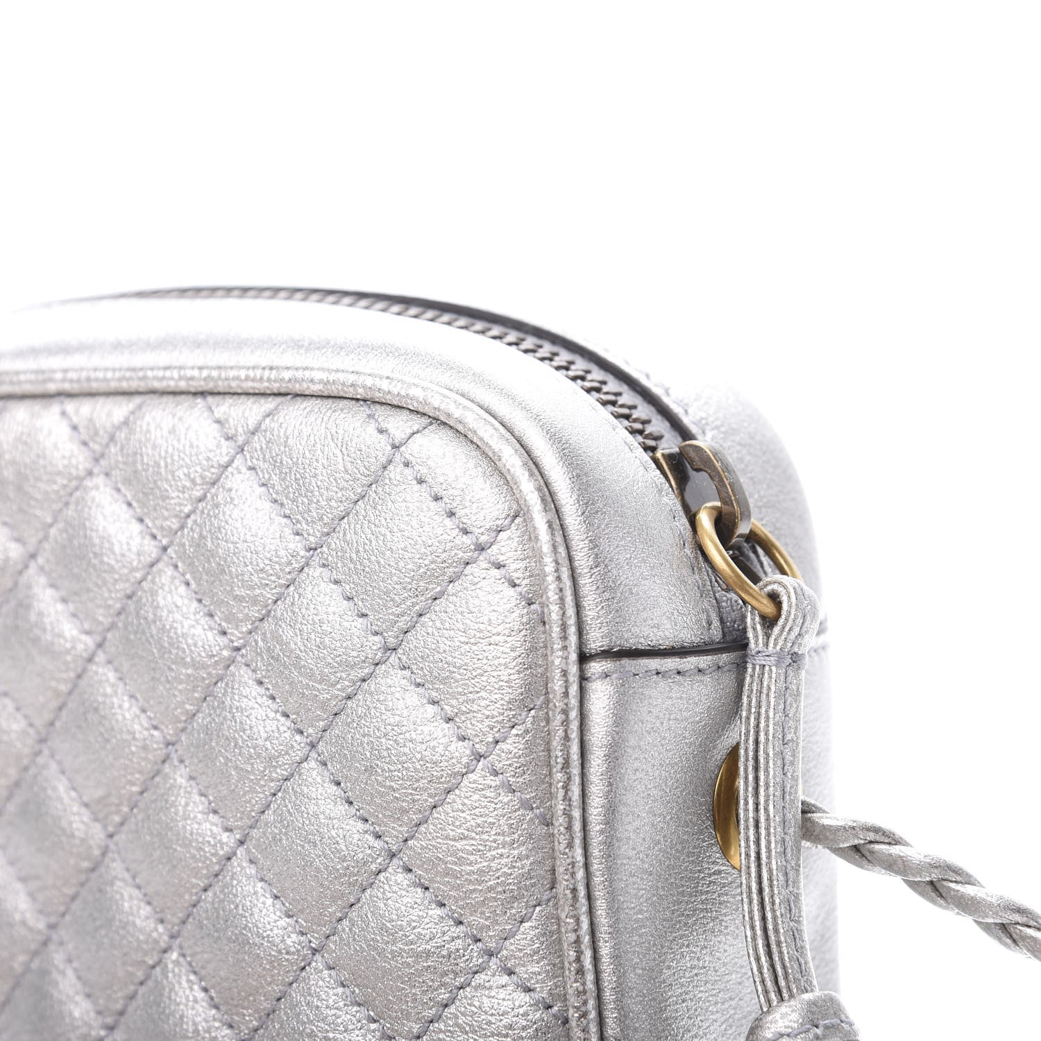 Gucci Laminated Nappa Web Trapuntata Mini GG Shoulder Bag Argento 11 of 12
