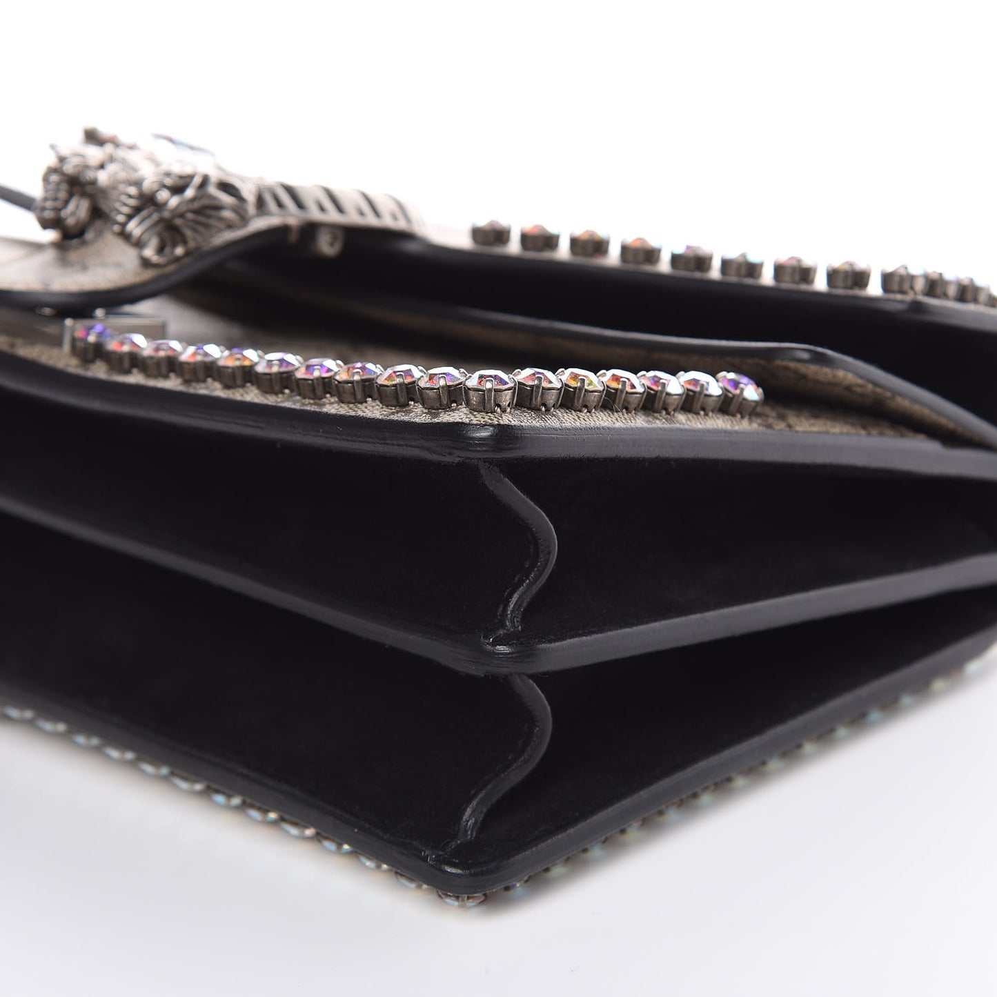 GG Supreme Monogram Crystal Small Dionysus Shoulder Bag Black