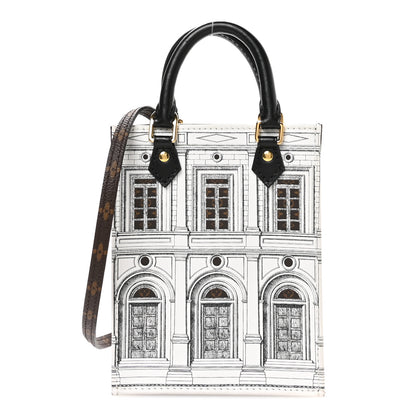 Louis Vuitton X FORNASETTI Calfskin Architettura Petit Sac Plat Black White 1 of 9