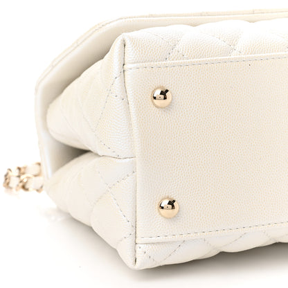 Chanel Iridescent Caviar Quilted Small Coco Handle Flap White 9 of 11