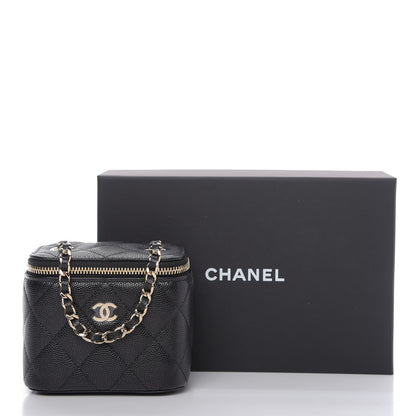 Chanel Caviar Quilted Mini Vanity Case With Chain Black 10 of 10
